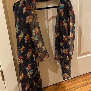 Owl Scarf. Navy Blue, but looks Black! One Size.